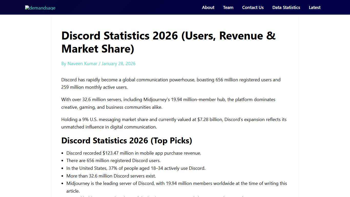 Discord Statistics 2026 (Users, Revenue & Market Share)